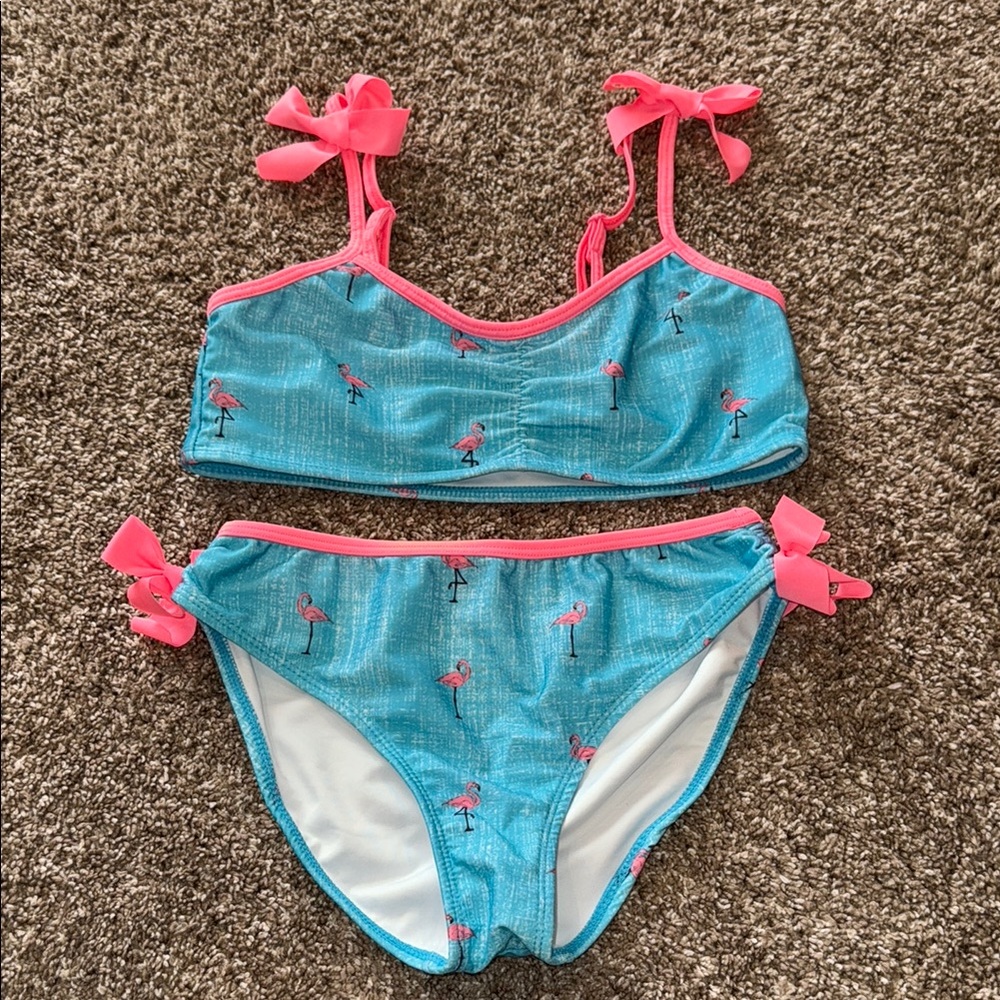 Blue and Pink Flamingo Bikini Set